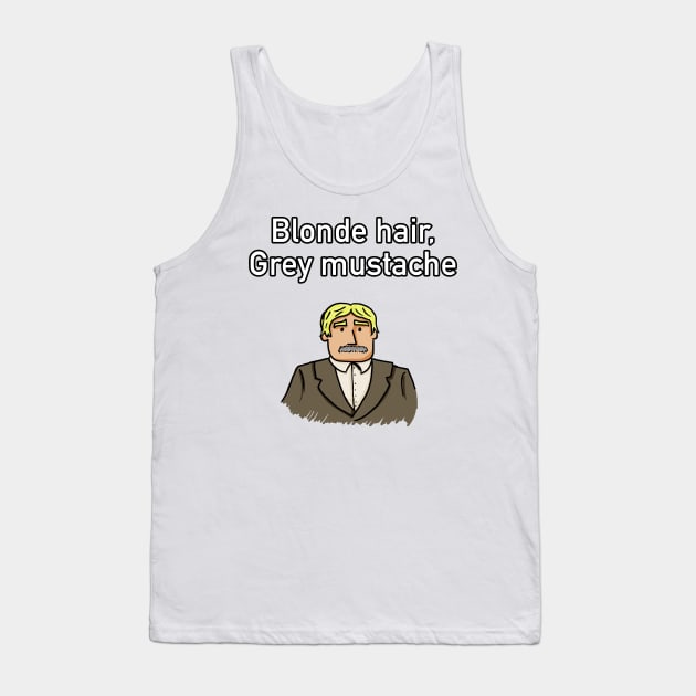 Blonde Hair, Grey Mustache Tank Top by Fortified_Amazement